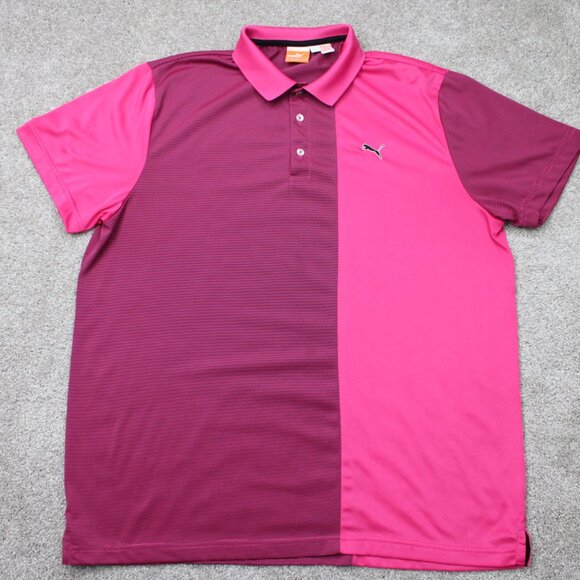 Puma Polo Shirt Mens XL Pink 2 tone Golf New Wave Short Sleeve Pullover - Picture 2 of 13